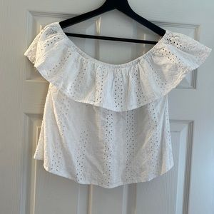 Off shoulder eyelet top